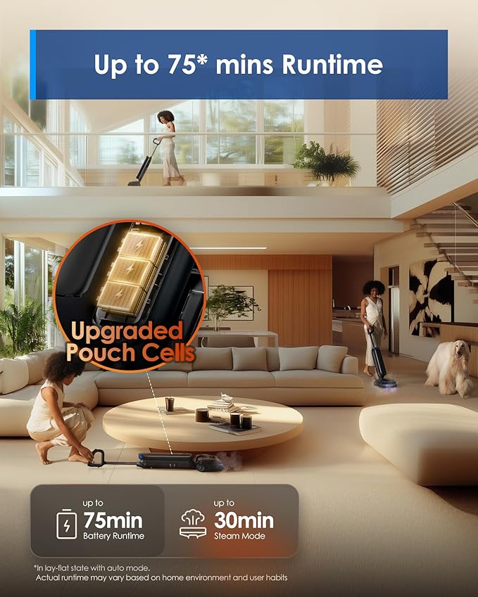 مكنسة كهربائية Tineco Floor One S9 Artist البخارية للتنظيف الرطب والجاف - الصورة 5