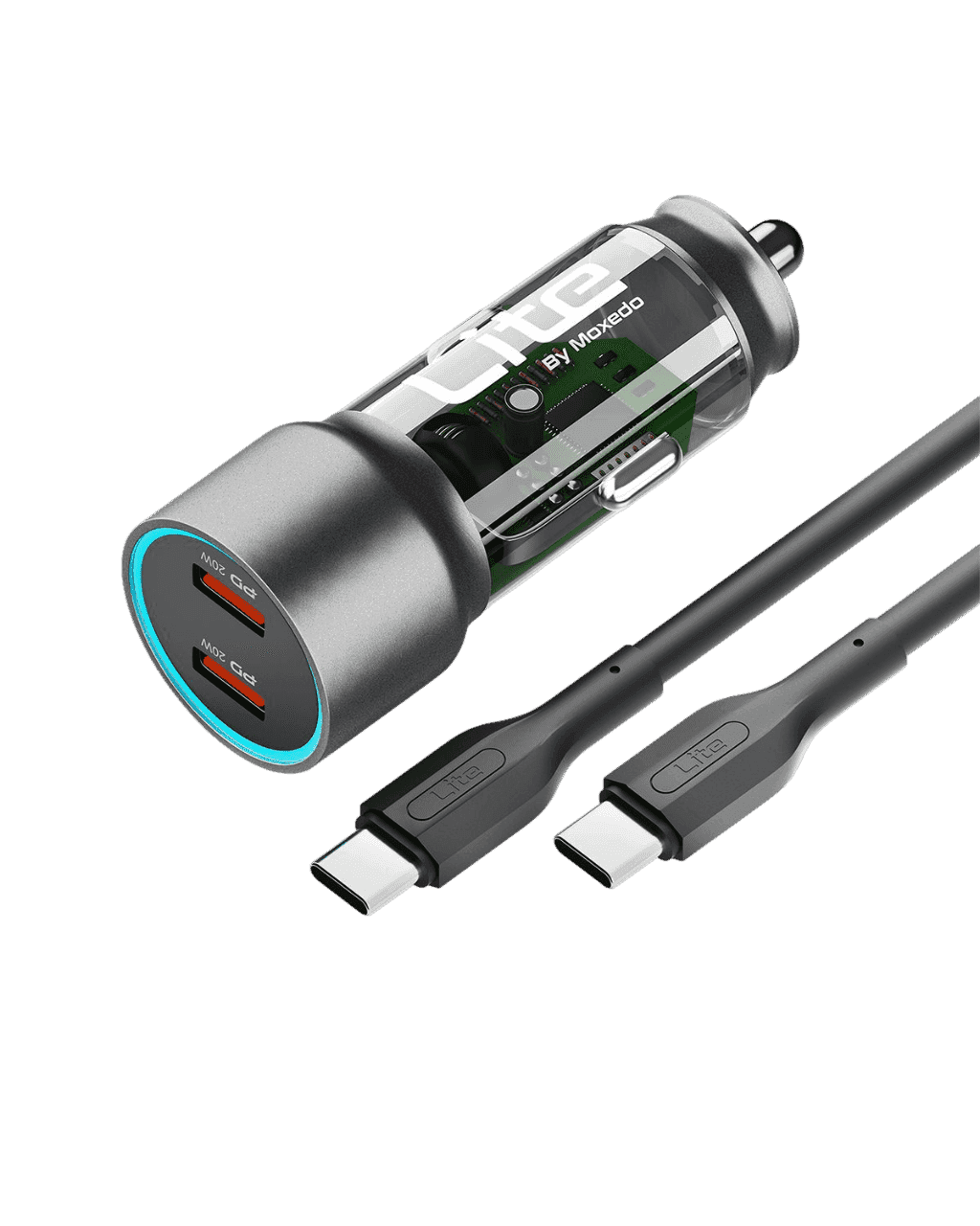 شاحن سيارة Moxedo Lite بقوة 40 واط، مزود بمنفذي USB-C بتقنية PD 3.0 - الصورة 2