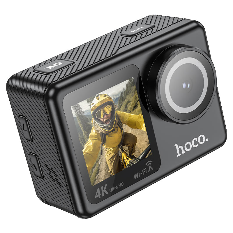 كاميرا DV101 الرياضية عالية الدقة ذات الشاشة المزدوجة، دقة فيديو 4K / 30 إطارًا في الثانية من hoco